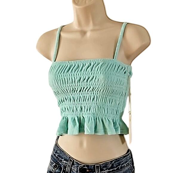 Ocean Drive Smocked Crop Top with Ruffle Hem & Adjustable Straps - Size Small - Picture 5 of 7
